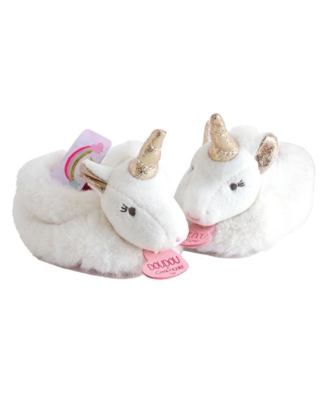 Doudou Geschenkset Einhorn-Babyschuhe mit Rasseln