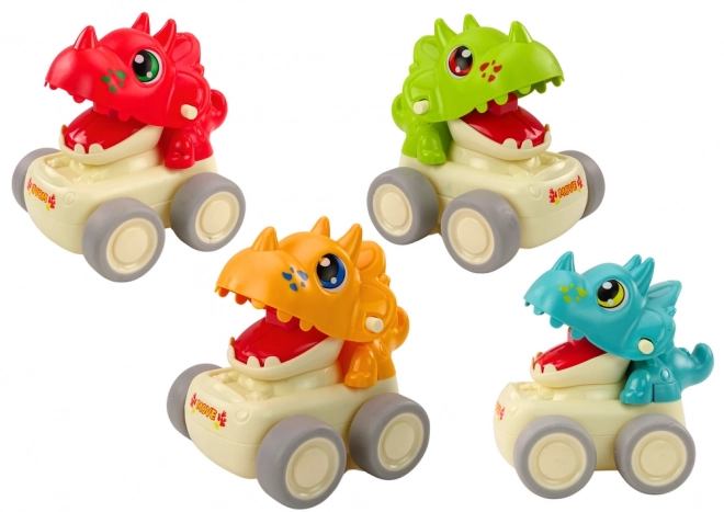 Dinosaurier Spielzeugauto Triceratops mit Drückantrieb