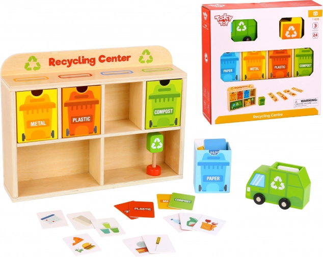 Tooky Toy Holz Recyclingzentrum Bildungsanlage
