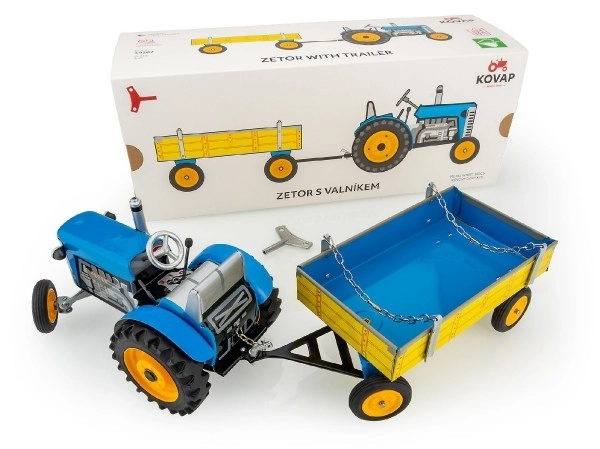 Traktor mit Anhänger Blau - Schlüsselaufzug 1:25 von Kovap