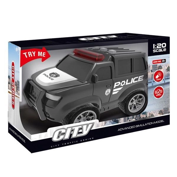 Schwarzes Polizeiauto mit Effekten