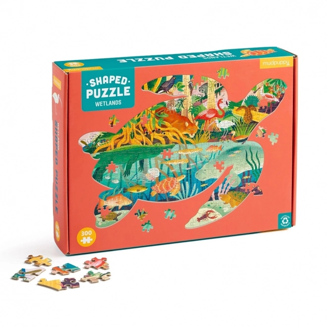 Turtle Shape Puzzle Mokřady 300 Teile von Mudpuppy