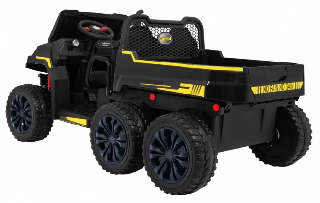 Auto Farmer Truck pro 2 Kinder Schwarz + Allradantrieb 4x4 + Fernbedienung + Kipper + Audio LED