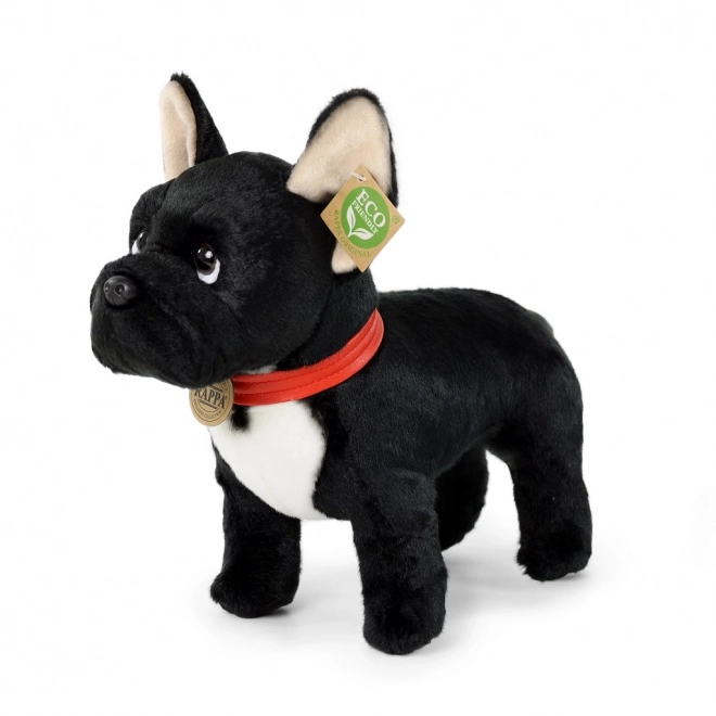 Plüsch-Französische Bulldogge Schwarz mit Halsband Stehend 30 cm Umweltfreundlich