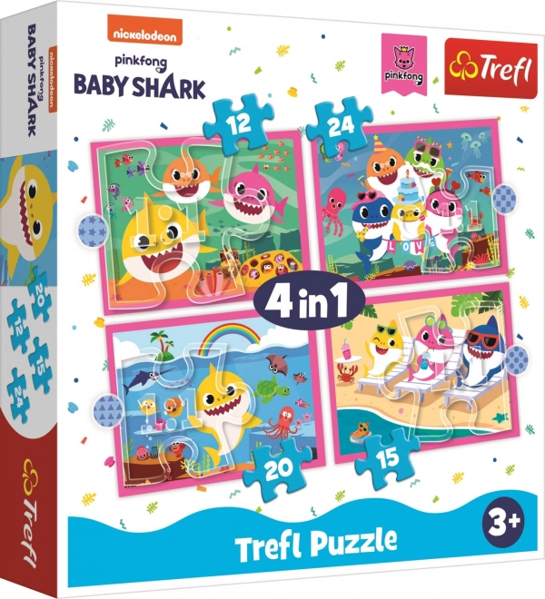 Puzzle Baby Shark Familie 4-in-1