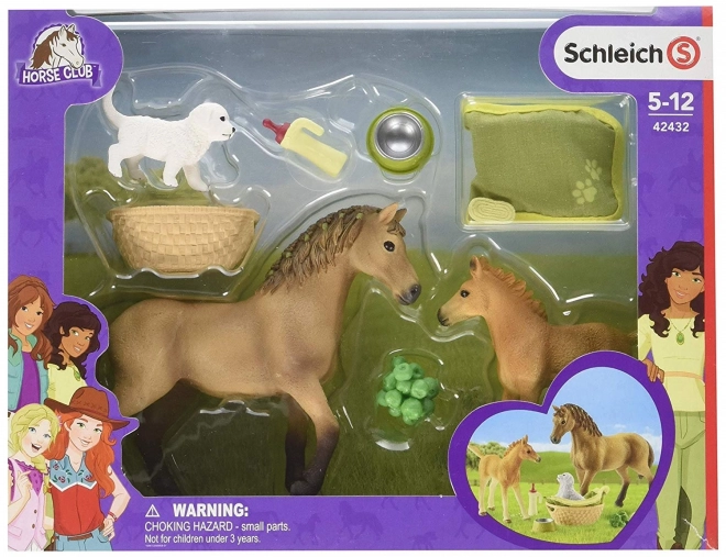 Schleich Horse Club Set: Fohlen und Quarter Horse mit Welpen und Zubehör