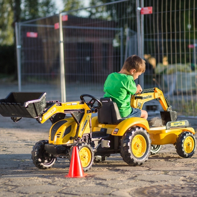 Trettraktor Komatsu mit vorderem und hinterem Löffel und Walze