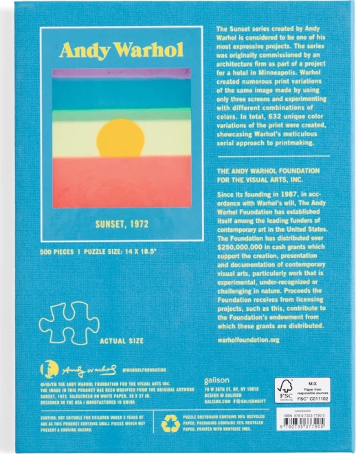 GALISON Puzzle Andy Warhol: Sonnenuntergang 500 Teile