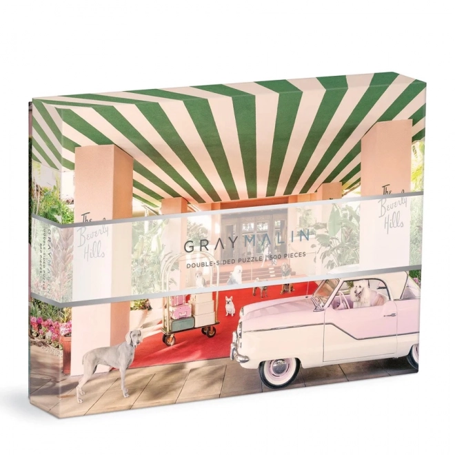 Galison Puzzle: Hunde im Beverly Hills Hotel, doppelseitig, 500 Teile