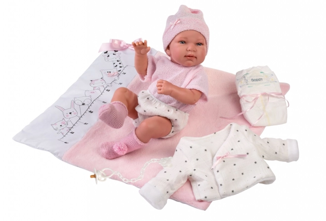 Realistische Babypuppe mit Geräuschen und weichem Körper 44 cm