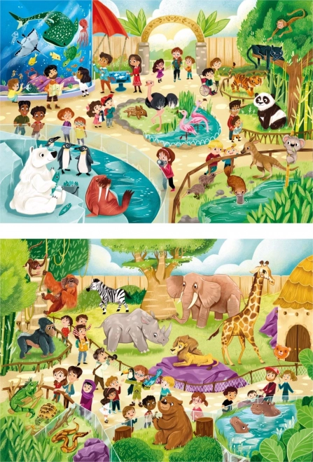 Zoo-Puzzle Set für Kinder 2x60 Teile