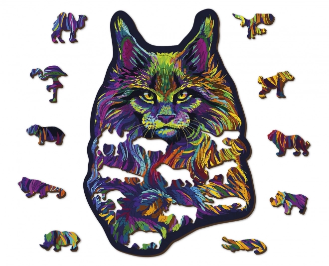 Holzpuzzle Regenbogen Wilde Katze 140 Teile