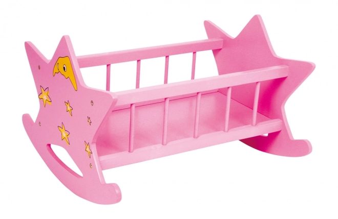 Rosa Holzpuppenwiege Stern