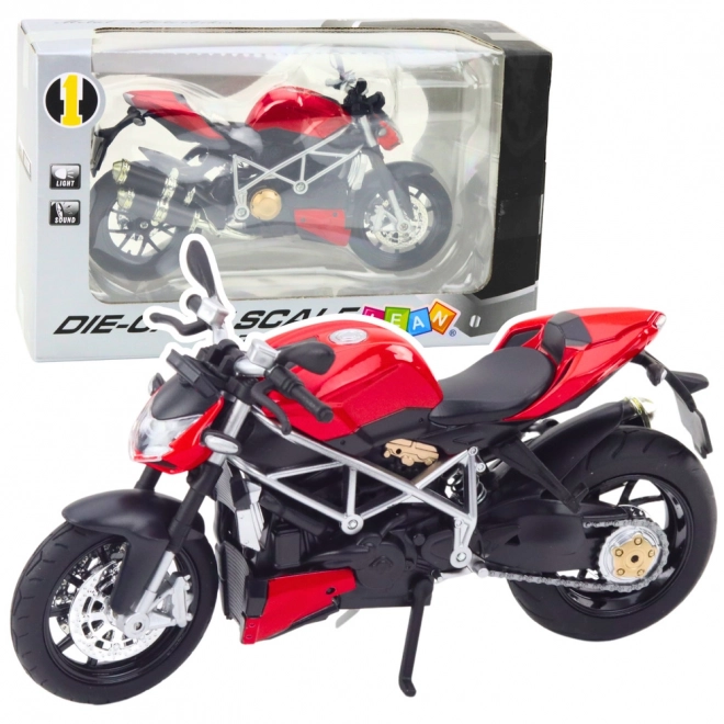 Metallisches Sportmotorrad mit Effekten Rot 1:12