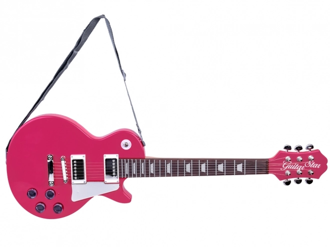 Elektrische Kindergitarre mit Gurt – Rosa