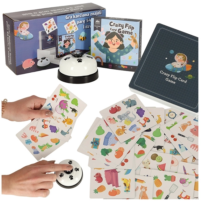 Kartenspiel Finde das Paar mit 54 Karten und einer Glocke