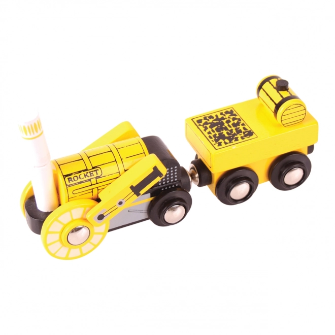 Bigjigs Rail Replika Historische Lokomotive Rocket mit 2 Gleisen