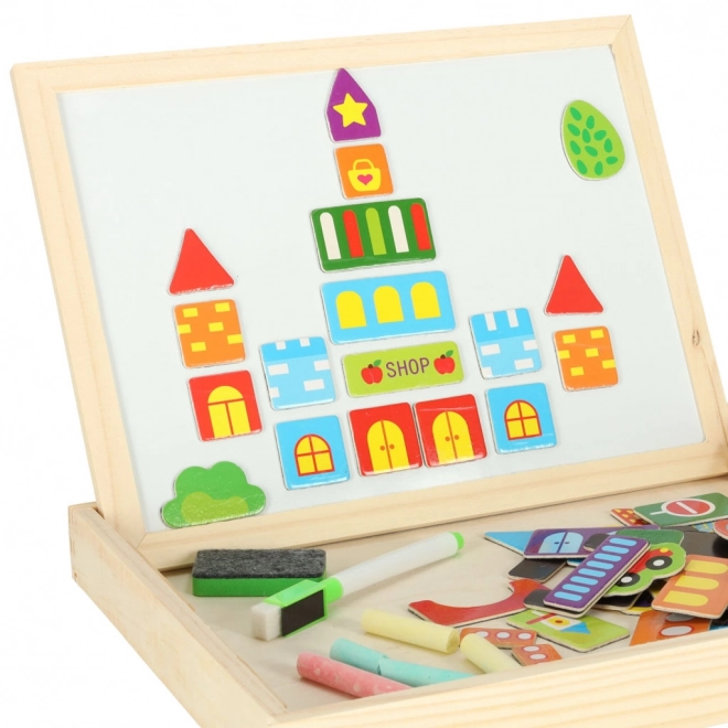 Magnetische Kreidetafel mit Puzzle Stadt