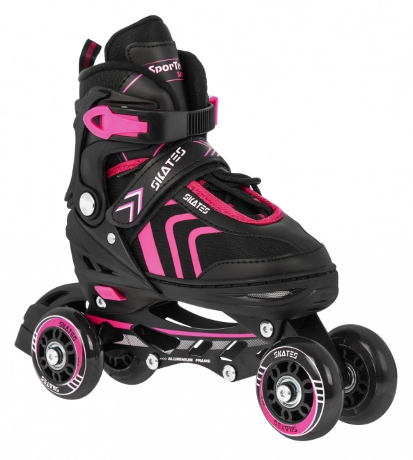 4-in-1 Rollschuhe, Schlittschuhe, Skates Set für Kinder Größe 29-33 Pink