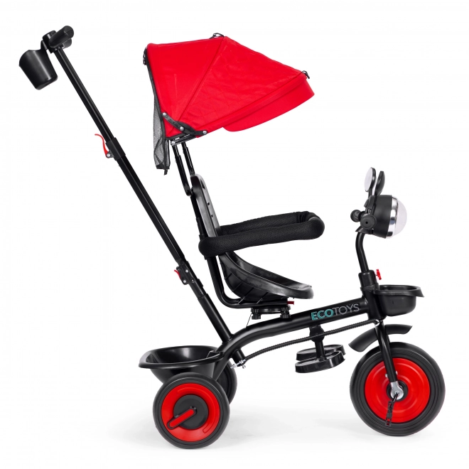 3-in-1 Kinder-Dreirad mit Schwenksitz und Baldachin von Ecotoys, Rot