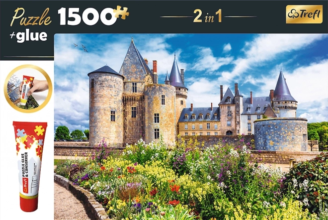 Puzzleset 2-in-1 Sully-sur-Loire Schloss, Frankreich 1500 Teile mit Kleber