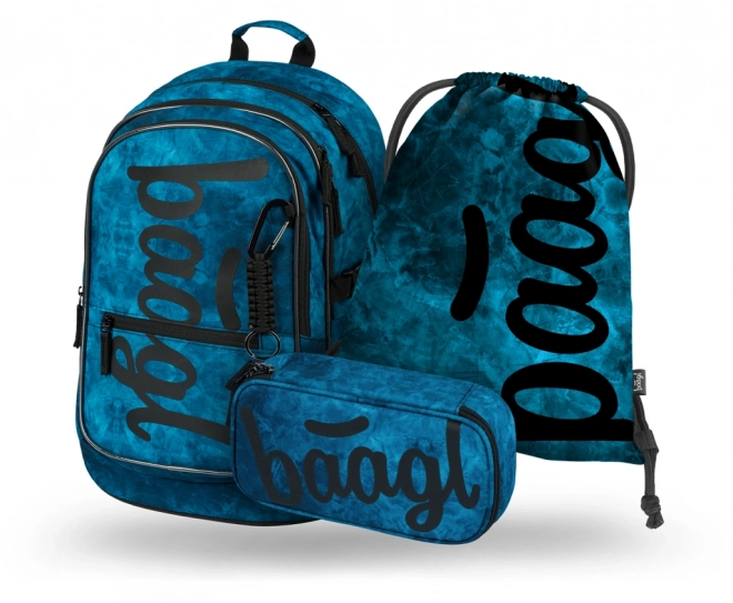 Baagl 3er Set: Rucksack, Federmäppchen und Beutel Ocean