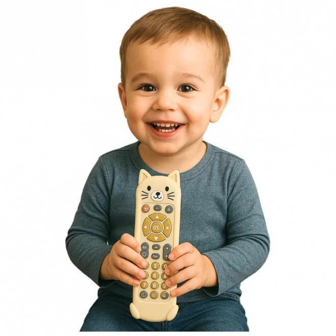 Interaktiver Kinderfernbediener mit Silikonhülle - Katze beige