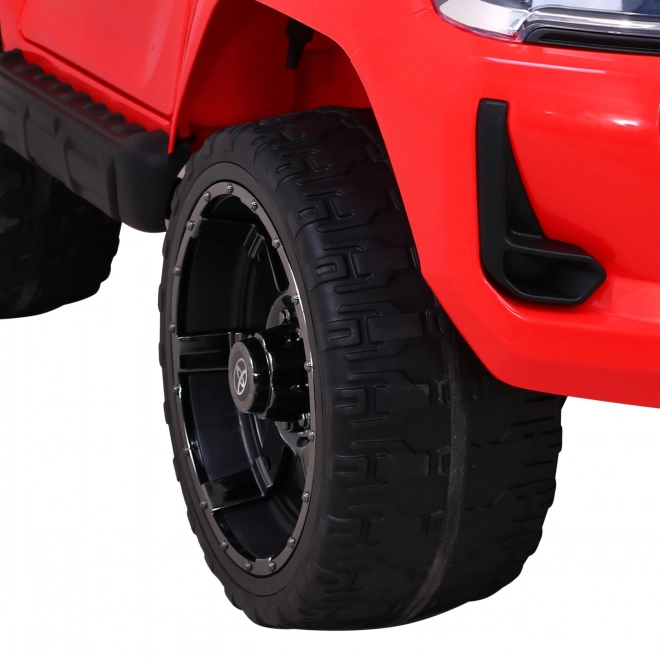 Toyota Hilux Batterie Kinderauto Rot + Allradantrieb 4x4 + Fernbedienung + 2 Gepäckträger + MP3-Radio + LED-Diode