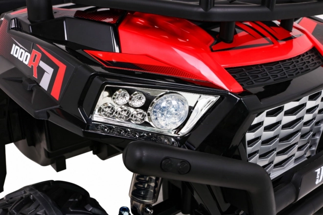 Buggy UTV Offroader für Kinder Rot + Fernbedienung + Gepäckträger + langsamer Start + EVA + MP3 LED