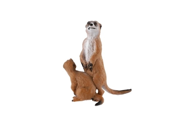 Dekorative Figur Erdmännchen mit Jungtier - aus Kunststoff, hellbraun, 8cm