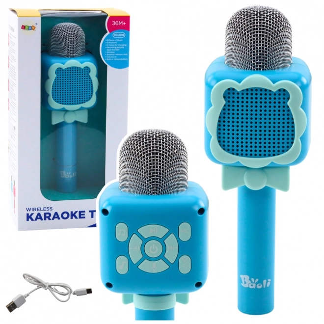 Kabelloses Karaoke-Mikrofon Bluetooth Blau für Kinder