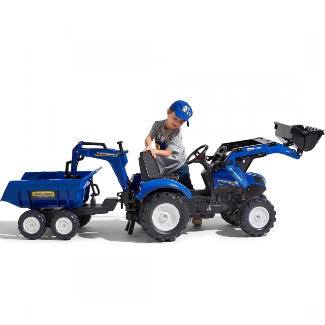 New Holland Traktor mit Anhänger, blau für Kinder ab 3 Jahren