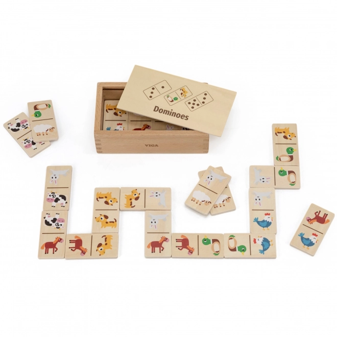 Viga Holz-Domino 2-in-1 Tiere und Zahlen
