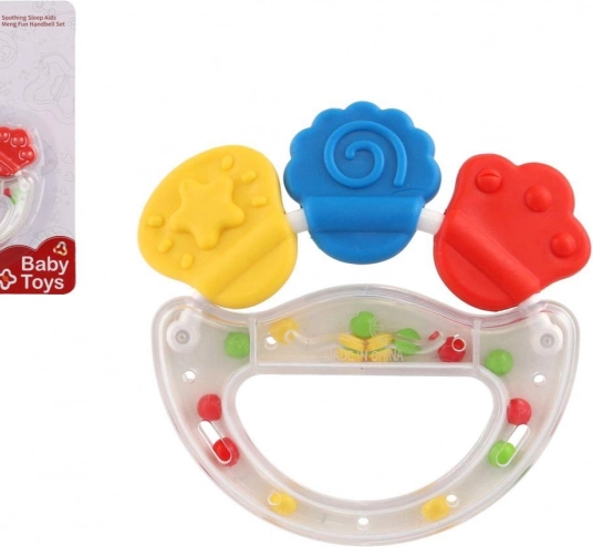 Rassel und Beißring aus Kunststoff und Silikon für die Kleinsten