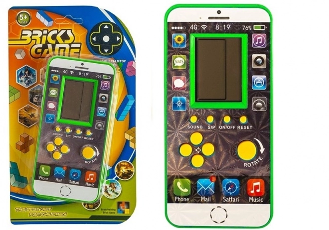 Elektronisches Spiel in Form eines grünen Mobiltelefons