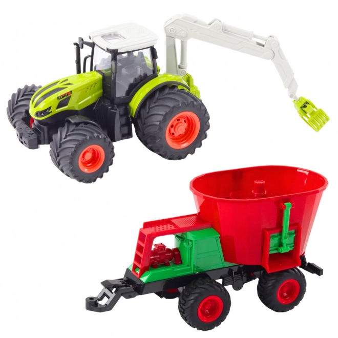 Ferngesteuerter Traktor mit Sämaschine und Drehgreifer
