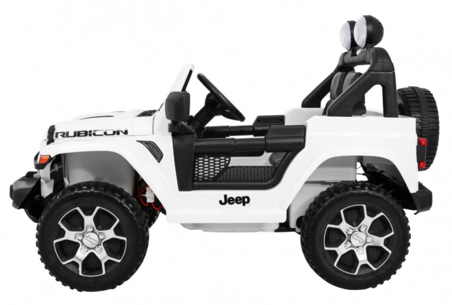 Jeep Wrangler Rubicon Batterie für Kinder Weiß + Fernbedienung + MP3-Radio LED + EVA-Räder