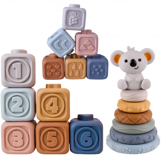 Woopie Baby Weiche Sensorik-Bausteine ​​Set 3-in-1 Bär