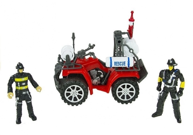 Großes Feuerwehrstation-Set mit Helm und Quad