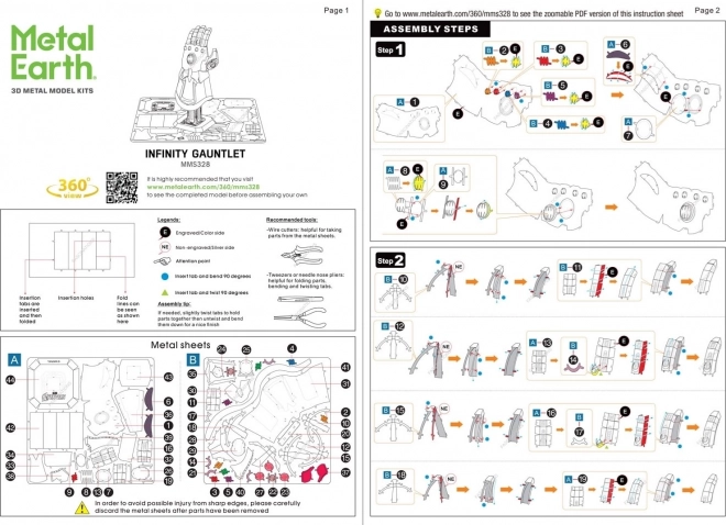 Metal Earth 3D Puzzle Avengers Unendlichkeits-Handschuh