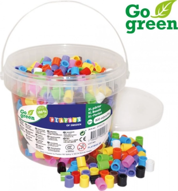 Zauberhafte PLAYBOX Bügelperlen Go Green XL Eimer mit 900 Stück