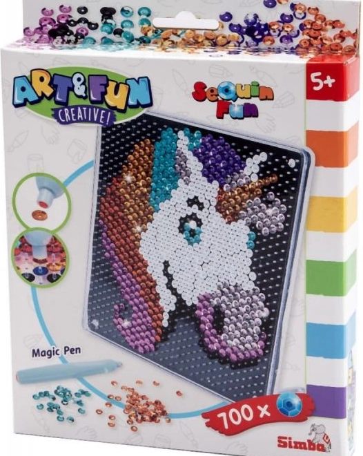Bild aus Pailletten Einhorn für Kinder