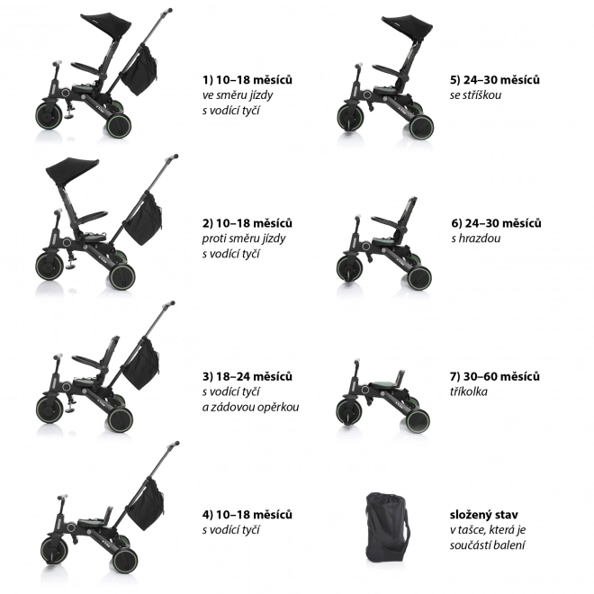 Multifunktionales Dreirad 7-in-1 X Trike in District Green