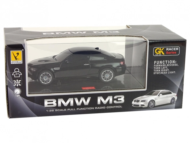 Ferngesteuertes BMW M3 Auto 1:28 Schwarz mit Leuchten