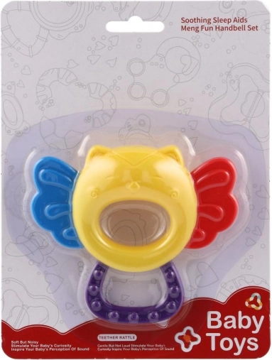 Rassel und Beißring Eule für Babys