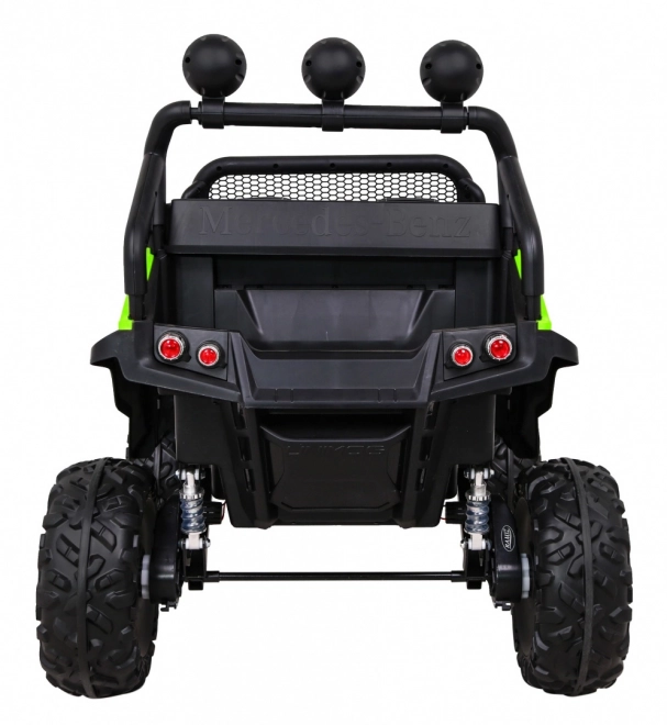 Mercedes Benz Unimog für Kinder Grün + Antrieb 4x4 + Fernsteuerung + Kofferraum + langsamer Start + MP3 LED