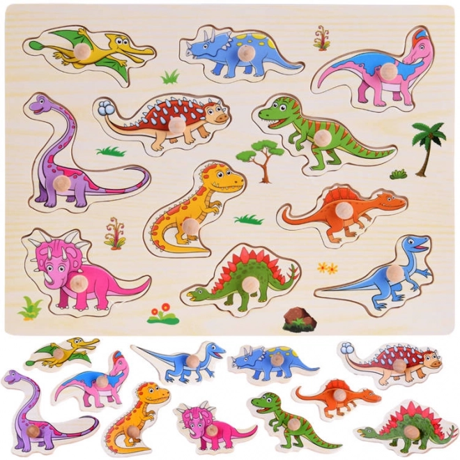 Holzpuzzle Dinosaurier Sortierbrett