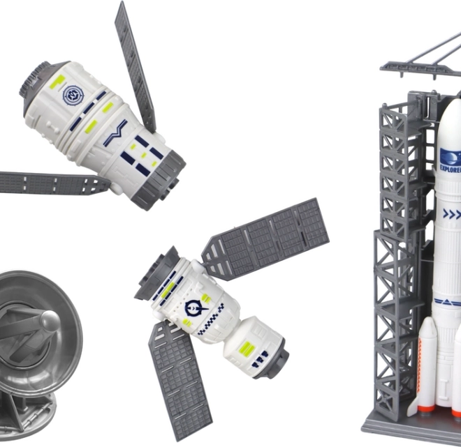 Große Rakete und Startrampe