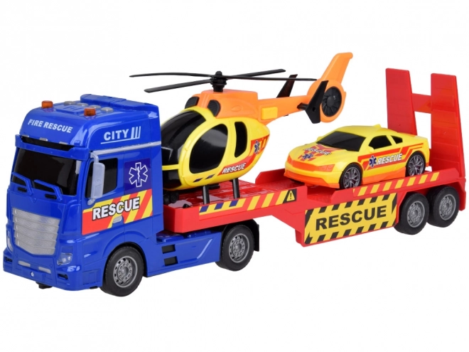 Rettungsfahrzeug-Set mit Hubschrauber und Auto