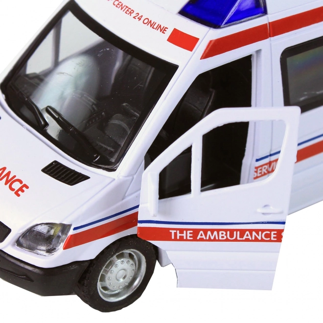 Sanitätswagen aus Metall mit Licht und Sound